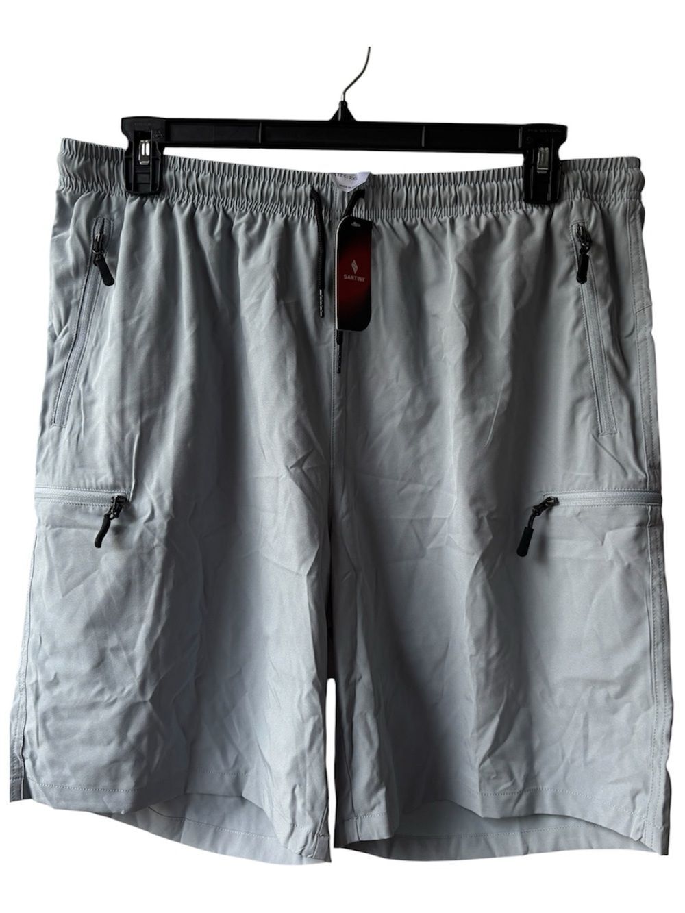 NWT 2X Santiny Light Gray Women's Athletic Shorts with Zip Pockets